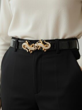 Judith Leiber Crocodile Belt Womens Large Black Gold Ornate Eagle Buckle Vintage Judith Leiber Original Vintage Belts for sale | eBay main image 4